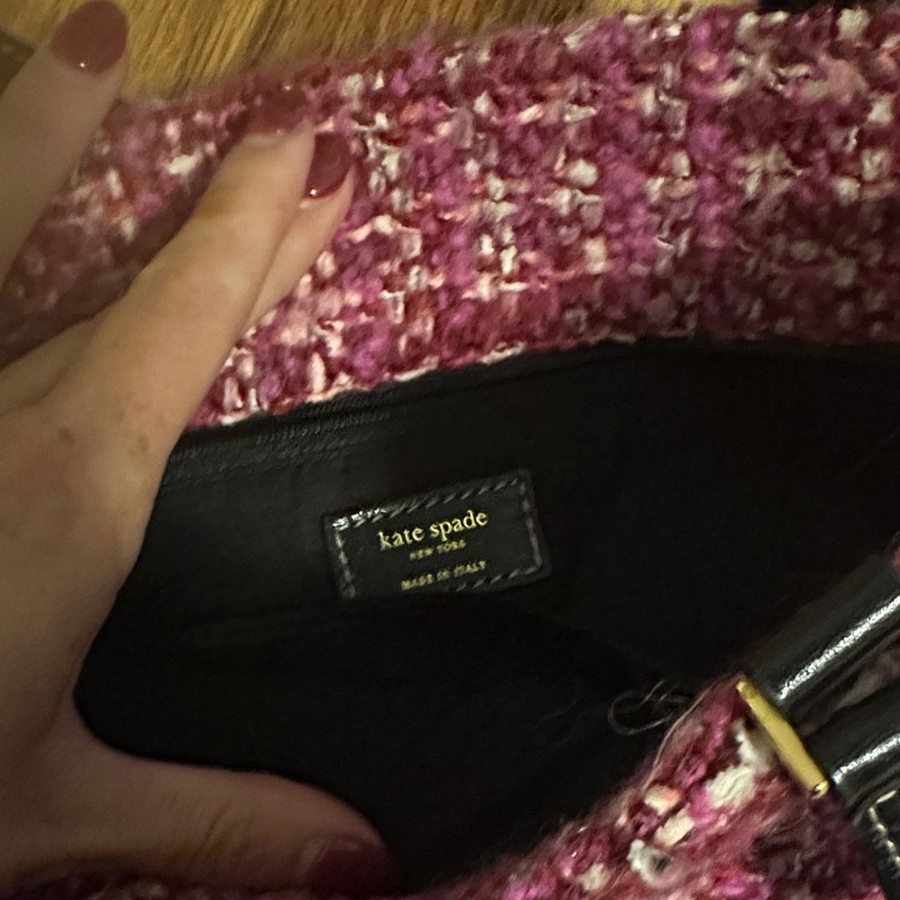 Kate Spade Pink Tweed Tote with Black Handles - Picture 2 of 3